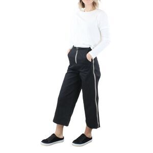 Dauntless Women's Zelda 3 Zipper Stripe Culottes Pants Black Size Medium